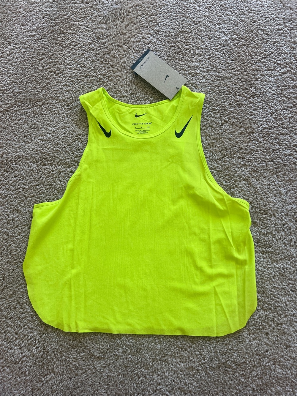 Nike Dri-FIT Neon Yellow Cropped Tank Top | Size Small | NWT